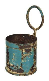 Sanu Babu Závesný plechový kvetináč, modrá patina, 11x11x21cm