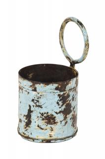 Sanu Babu Závesný plechový kvetináč, svetlo modrá patina, 11x11x21cm