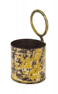 Sanu Babu Závesný plechový kvetináč, žltá patina, 11x11x21cm