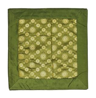 Sanu Babu Zelená saténová obliečka na vankúš s výšivkou, zips, 40x40cm (8D)