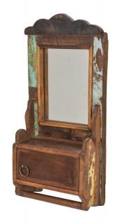 Sanu Babu Zrkadlo s poličkou z teakového dreva, 22x10x45cm (4P)