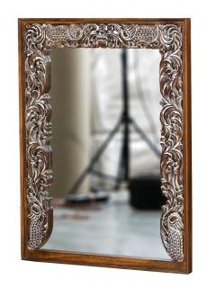 Sanu Babu Zrkadlo v ráme z mangového dreva, ručné rezby, 91x61x122cm