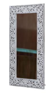 Sanu Babu Zrkadlo v ráme z mangového dreva, ručne vyrezávané, biela patina, 83x3x152cm