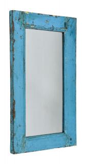 Sanu Babu Zrkadlo v ráme z teakového dreva, tyrkysová patina, 34x3x58cm (3W)