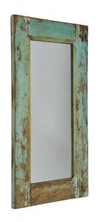 Sanu Babu Zrkadlo v ráme z teakového dreva, tyrkysová patina, 34x3x65cm