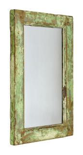 Sanu Babu Zrkadlo v ráme z teakového dreva, tyrkysová patina, 36x3x60cm