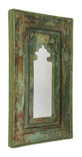 Sanu Babu Zrkadlo v ráme z teakového dreva, tyrkysová patina, 38x5x65cm