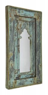 Sanu Babu Zrkadlo v ráme z teakového dreva, tyrkysová patina, 40x5x72cm