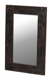 Sanu Babu Zrkadlo v ráme z teakového dreva zdobené starými raznicami, 62x4x94cm (7E)