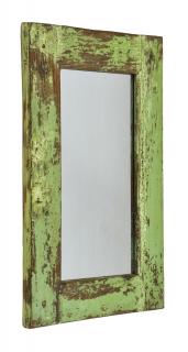 Sanu Babu Zrkadlo v ráme z teakového dreva, zelená patina, 30x3x52cm