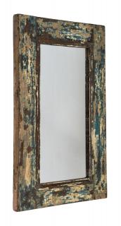 Sanu Babu Zrkadlo v ráme z teakového dreva, zelená patina, 35x3x57cm