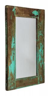 Sanu Babu Zrkadlo v ráme z teakového dreva, zelená patina, 40x4x66cm