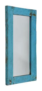 Sanu Babu Zrkadlo v ráme z tíkového dreva, tyrkysová patina, 31x3x63cm