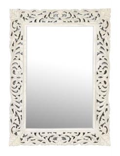 Sanu Babu Zrkadlo vo vyrezávanom ráme, biela patina, mango, 90x3x120cm (NC)