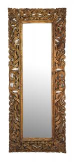 Sanu Babu Zrkadlo vo vyrezávanom ráme, prírodná úprava, mango, 60x3x150cm (AA)