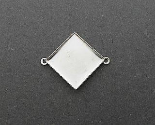 Bižutérne lôžko kosoštvorec 16x16mm 2očká, strieborná farba       (Bižutérne ložko kosoštvorec 16x16mm 2očká, strieborná farba)