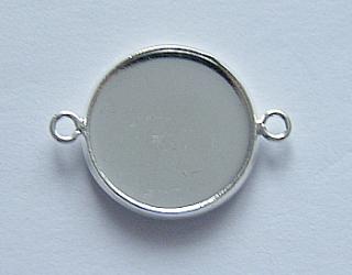 Bižutérne lôžko kruh pr.12mm 2očká, strieborná farba (Bižutérne lôžko kruh pr.12mm 2očká, strieborná farba)