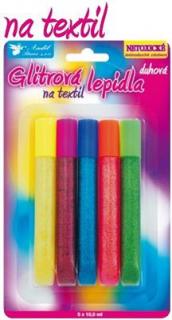 Glitrové lepidlo na textil dúhové 5x10,5ml   (Glitrové lepidlo na textil dúhové 5x10,5ml )