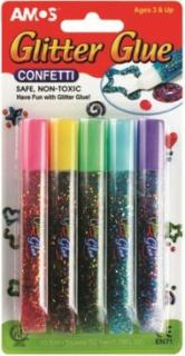 Glitrové lepidlo s konfetami, 5x10,5ml  (Glitrové lepidlo s konfetami, 5x10,5ml )