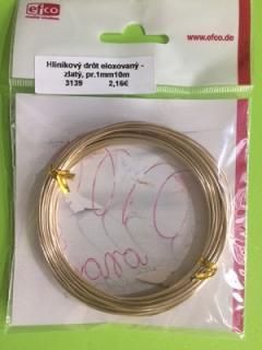 Hliníkový drôt eloxovaný, pr. 1mm, 10 m -zlatá  farba (Hliníkový drôt eloxovaný, pr. 1mm, 10 m - zlatá farba)