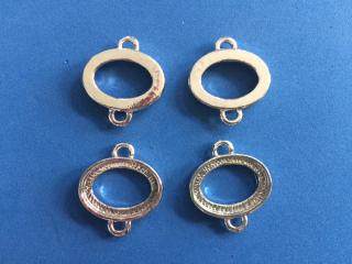 Medzikus kovový ovál s lôžkom, 22 x 18  mm, platina (Medzikus kovový ovál s lôžkom, 22 x 18 mm, platina)