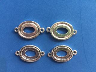 Medzikus kovový ovál s obrubou, 23 x 19 mm, staré striebro (Medzikus kovový s obrubou, 23 x 19 mm, staré striebro)