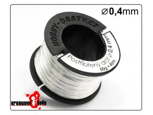 Postriebrený  drôt -  0,4 mm,  50 g (Postriebrený  drôt -  0,4 mm,  50 g)