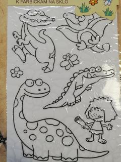 Predlohy na maľovanie na sklo 30 x 21 cm, dino - vzor 2 (Predlohy na maľovanie na sklo 30 x 21 cm, dino - vzor 2)