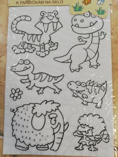 Predlohy na maľovanie na sklo 30 x 21 cm, dino - vzor 3 (Predlohy na maľovanie na sklo 30 x 21 cm, dino - vzor 3)