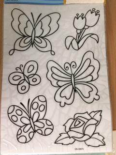 Predlohy na maľovanie na sklo 30 x 21 cm - motýle, vzor  1 (Predlohy na maľovanie na sklo 30 x 21 cm - motýle, vzor 1)