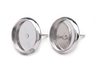 Puzeta s lôžkom, priemer 10mm - strieborná, 1pár (Puzeta s lôžkom, priemer 10mm - strieborná, 1pár)
