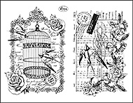Silikónové razítko - vtáčia klietka a lastovičky, 14x18cm (Silikónové razítko - vtáčia klietka a lastovičky, 14x18cm)