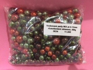 Voskované perly MIX pr.4-12mm rôznofarebné sklenené, 500g (Voskované perly MIX pr.4-12mm rôznofarebné sklenené, 500g)
