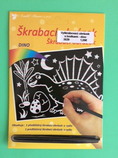 Vyškrabovací obrázok s bodkami Dino (Vyškrabovací obrázok s bodkami Dino)