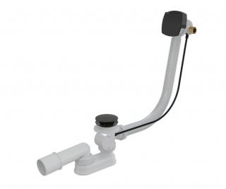 ALCAPLAST vaňový sifón A564 120 cm click/clack s napúšťaním prepadom kov - čierna matná