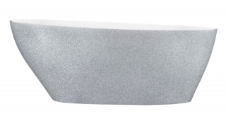BESCO GOYA SALERMO GLAM voľne stojaca vaňa z liateho mramoru silver 142x62x59 cm