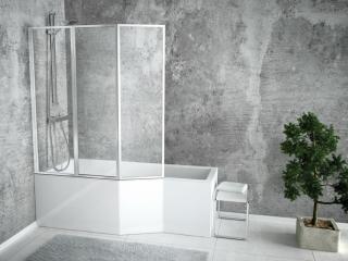 BESCO INTEGRA akrylátová vaňa 150x75 cm, pravá/ľavá s trojdielnou vaňovou zástenou