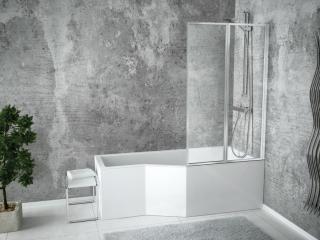 BESCO INTEGRA akrylátová vaňa 170x75 cm, pravá/ľavá s dvojdielnou vaňovou zástenou