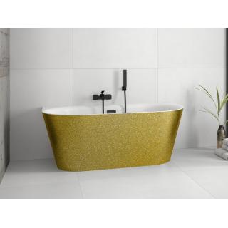 BESCO VICA akrylátova voľne stojaca vaňa do priestoru 170 x 80 x 58 cm exteriér zlatá / interiér biela  s prepadom farebné prevedenie podľa výberu , krytky sifónu a prepadu