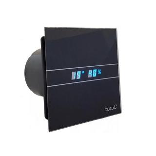 CATA E-100 GTH kúpeľňový ventilátor axiálny s automatom,8W,potrubie 100mm,čierne sklo LED display+teplota+vlhkosť