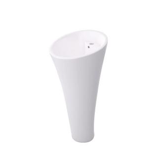 DATURA biele voľne stojaté keramické umývadlo výška 96 cm x priemer 43 cm s prepadom a otvorom pre batériu