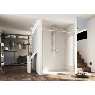FORTE POLIS bezbariérový vstup,leštený hliník,sprchové posuvné dvere do niky 180,5-200,0×200(v) cm,číre sklo,,bez vaničky
