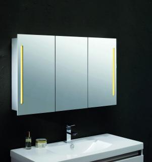 HAPA DESIGN PARIS zrkadlová skrinka elox. hliník 100x60x14cm 3xdvierka s LED osvetlením