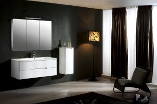 HAPA DESIGN VIENNA zrkadlová skrinka elox. hliník 100x60x14cm 3xdvierka s LED osvetlením