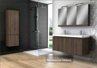 KR ZEN zrkadlová skrinka 130x70x13 cm 3x dvierka bez LED osvetl.biela lesklá alebo drevodekor podľa výberu