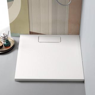 KVS STORE PIATTO sprchová vanička 80x80x3,5cm z liateho mramoru ultra tenka,matná biela,kamenný efekt,bez nožičiek