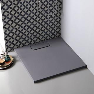 KVS STORE PIATTO sprchová vanička 80x80x3,5cm z liateho mramoru ultra tenka,matná bridlicová šedá,kamenný efekt,bez nožičiek