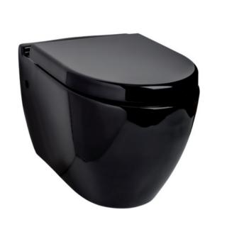 OLSEN SPA závesné WC UNO čierna lesklá 35 × 53 × 36 cm (šírka × hĺbka × výška) so sedátkom SLIM (posledné kusy skladom)