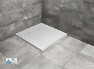 RADAWAY TEOS C 100x100x4 cm, sprchová vanička z liateho mramoru biela bez nožičiek, so sifónom