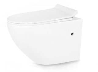 REA CARLO MINI WC misa závesná RimFree so sedátkom SLIM 48,7 x 36,6 cm C1256